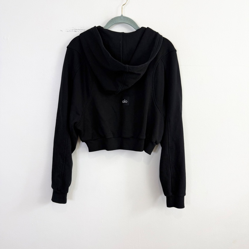 Alo Yoga Sweet Escape Zip Up Hoodie Black Cropped Size Small - Picture 5 of 5